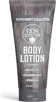 Peppermint Eucalyptus Body Lotion for Men –Mens Lotion for Dry Skin with Shea Butter, Hyaluronic Acid and Vit B5 –Nourishing Mens Body Lotion for Hydrated and Smooth Skin(8oz,1 Pack)