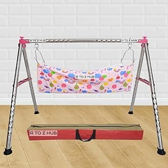 A to Z Hub Portable Folding Ghodiyu with Free Cotton Cloth- Create a Soothing Oasis for Your Precious Little One (Pink)