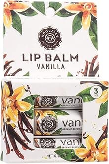 Lip Balm Set: Woolzies All-Natural Shea Butter, Beeswax, Coconut Oil, Vitamin E Infused Lip Moisturizer Care (3 Pack, Vanilla Mint)