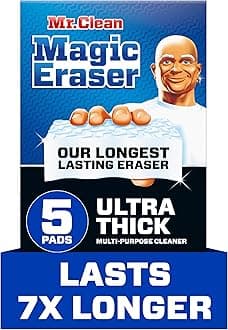 Magic Eraser Sponge, All Purpose Cleaner, Long Lasting Cleaning Scrubber, Wall Cleaner, Sneaker Cleaner, Oven Cleaner, Kitchen, Bathroom, Shower Cleaning Supplies, Ultra Thick, 5ct