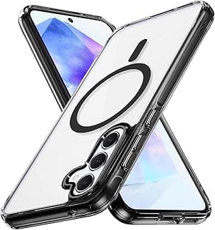 for Samsung Galaxy A55 5G Case Hard [Compatible with Magsafe ] Yellowing Resistant Magnetic Cover Clear para A 55 6.6 inch Rugged Best Phone Cases Black