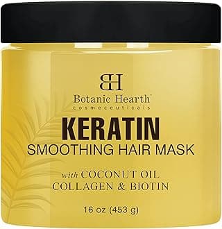 Botanic Hearth Keratin Hair Mask | Biotin, Collagen & Coconut Oil | For Dry Damaged Treated Hair | Restore, Repair, Smoothing, Conditioning & Strengthen All Hair Types | For Men & Women | 16 Oz