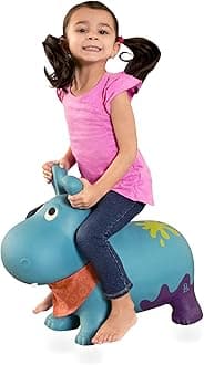 B toys – Hanky the Hippo Inflatable Ride-On Bouncer – Bouncy Boing – BPA Free Soft Riding Toy for Toddlers 18m+
