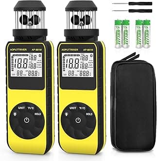 Digital Anemometer Handheld AP-881M Portable Anemometer with 360°Wind Directions Wind Cup Anemometer with Temp(℃/℉) Measuring Air Speed Air Volume for HVAC Vents(2PCS)