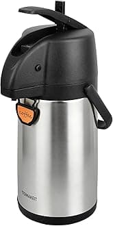 Airpot Coffee Dispenser Thermal with Pump,1.9L/64 Oz Insulated Stainless Steel Large Airpot Coffee Carafe Lever Action for Hot/Cold Water,Thermal Carafe for Hot Cocoa for Parties