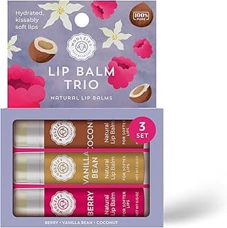 Lip Balm Set: All-Natural Shea Butter, Beeswax, Coconut Oil, Vitamin E Infused Lip Moisturizer Care (3 Pack, Trio)