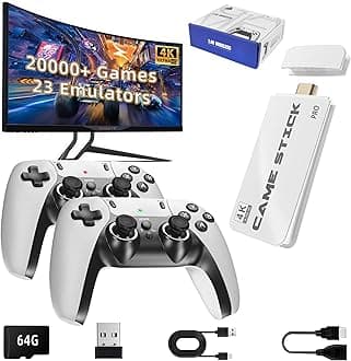 BADGOAL 2024 New Retro Game Console, Nostalgia Gaming Stick, Classic Video Games with 4K HDMI, 20,000+ Games and 19 Emulators, Upgraded Dual 2.4G Wireless Controllers 64GB