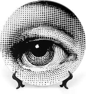 Lina Cavalieri Plate, Fornase Decorative Plate Face Makeup Plate Wall Hanging Decoration,Including Bracket and Special Spring Hook,Style-2,8inch