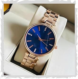 Women Analogue Wrist Watches for Women's & Girls&Miss&Ladies Diamond Studded Dial Rosegold Colored Stylish Bracelet Strap
