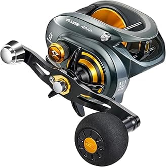 Alijoz 400 Baitcast Fishing Reel, 38lb Max Drag Aluminum Alloy Frame, Available in 6.6:1/8.1:1 Ratio, Freshwater and Saltwater Low Profile Casting Reel for Musk