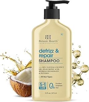 Botanic Hearth Coconut Oil Shampoo Infused With Hyaluronic Acid, Hydrolyzed Keratin & Peptides | Clarifying Shampoo To Defrizz, Repair & Strengthen Hair | For All Hair Types, 16 Fl Oz