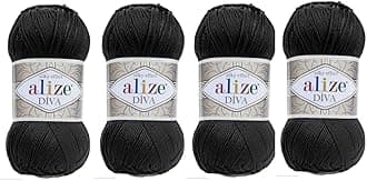 4 Balls Hand Knitting Yarn 100% Microfiber Acrylic Yarn Alize Diva Silk Effect Thread Crochet Art Lace Craft Lot of 4 skeins 400gr 1532yds (60)