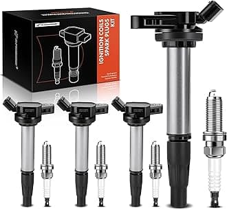 A-Premium Set of 4 Ignition Coil Pack and Iridium Spark Plugs Compatible with Toyota Corolla 2009-2018 Matrix Prius C-HR & Lexus CT200h 2011-2017 & Scion iM xD