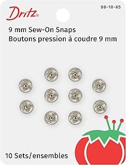 Dritz 80-10-65 Sew-On Snaps, Nickel-Plated Brass, Size 1/0 10-Count