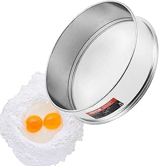 VEVOR Flour Sieve, 12 Mesh, 304 Stainless Steel, 12.6" Dia., Fine Mesh Sifter, 5, Ideal for Baking, Rice, Flour, Spices