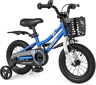 Kids Bike, 12 14 16 18 Inch Boys Girls Bike for 3-8 Years w/Training Wheels, 20 Inch Children Bicycle for 8+ Teens w/Kickstand, Handbrake, Coaster Brake & Removable Basket, Sporty Bicycle