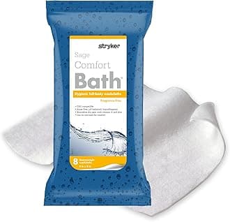 Stryker - Sage Comfort Bath Cleansing Washcloths - 44 Packages, 352 Cloths – Fragrance Free, No-Rinse Bathing Wipes, Ultra-Soft and Heavy Weight Cloth, Hypoallergenic
