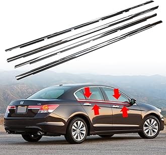 4Pcs Weatherstrip Window Moulding Trim Seal Belt Compatible with 2008-2012 Honda Accord Replaces#72410-TA0-A01 72450-TA0-A01 72910-TA0-A01 72950-TA0-A01