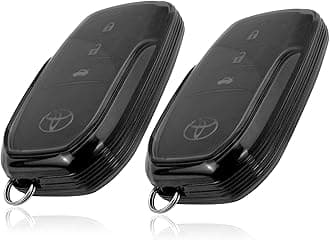 JVCV® 2 Pack Soft TPU Transparent Cover Compatible with Toyota Fortuner, Hilux, Innova Crysta, Fortuner Legender, Innova HyCross, Land Cruiser 2B/3B Smart Key (Transparent Black)