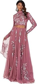 Damen Indian Traditional Dress For Women Outfit Lengha Choli Lehenga Saree Skirt And Top Dupatta Coord Set For Wedding Guest Lengha (1er Pack)