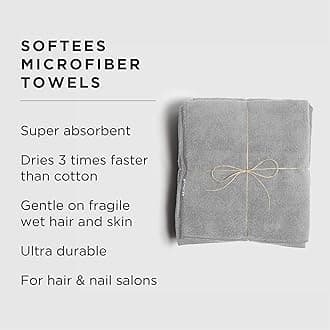 Fromm Softees Microfiber Salon Hair Towels for Hairstylists, Barbers, Spa, Gym in Grey, 16" by 29", 10 count Perfect Hair Care Towel for Drying Curly, Long, Wavy Hair