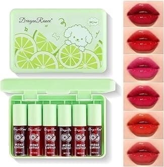 Lemon Lip Tint Stain,Korean 6 Colors Lip Gloss Moisturizing Mini Liquid Lipstick, Multi-use Lip and Cheek Tint, Non-Stick Cup, High Pigment Long-Lasting,Waterproof, Lip Color Makeup