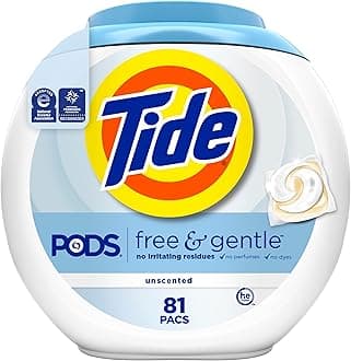 Tide PODS Free & Gentle Laundry Detergent Soap Pacs, 81 Count, Tide PODS Laundry Detergent