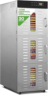 NutriChef 30 Layer & 3 Chamber Commercial Food Dehydrator Machine - Stainless Steel Trays, Digital Timer and Temperature Control, Ideal for Jerky Meat, Fruit, Pet Treats, Vegetables, and Herbs