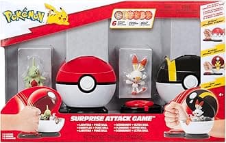 Pokemon Surprise Attack Game - 2-Inch Larvitar and Scorbunny with Poké Ball and Ultra Ball plus 6 Attack Discs