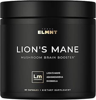 16x Strength Lions Mane Supplement Capsules Super Nootropic w. Ashwagandha & Rhodiola - Highest Potency 16:1 Lion's Mane Mushroom Extract 50% Polysaccharides Brain Supplements for Memory and Focus
