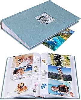 - Photo Album 4x6 Hold 402 Photos with Memo Slip-in Pockets Photo Book, Linen Cover Picture Photo Albums with Writing Space for Wedding Family Baby Vacation Mother's Day Cyan Blue