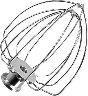 K45WW 6-Wire Whip for KitchenAid 4.5-5 Quart Tilt-Head Stand Mixers Artisan Series & Classic Series by MMOBIEL - Stainless Steel Attachment Egg Cream Stirrer - Cakes Mayonnaise Whisk - Dishwasher Safe