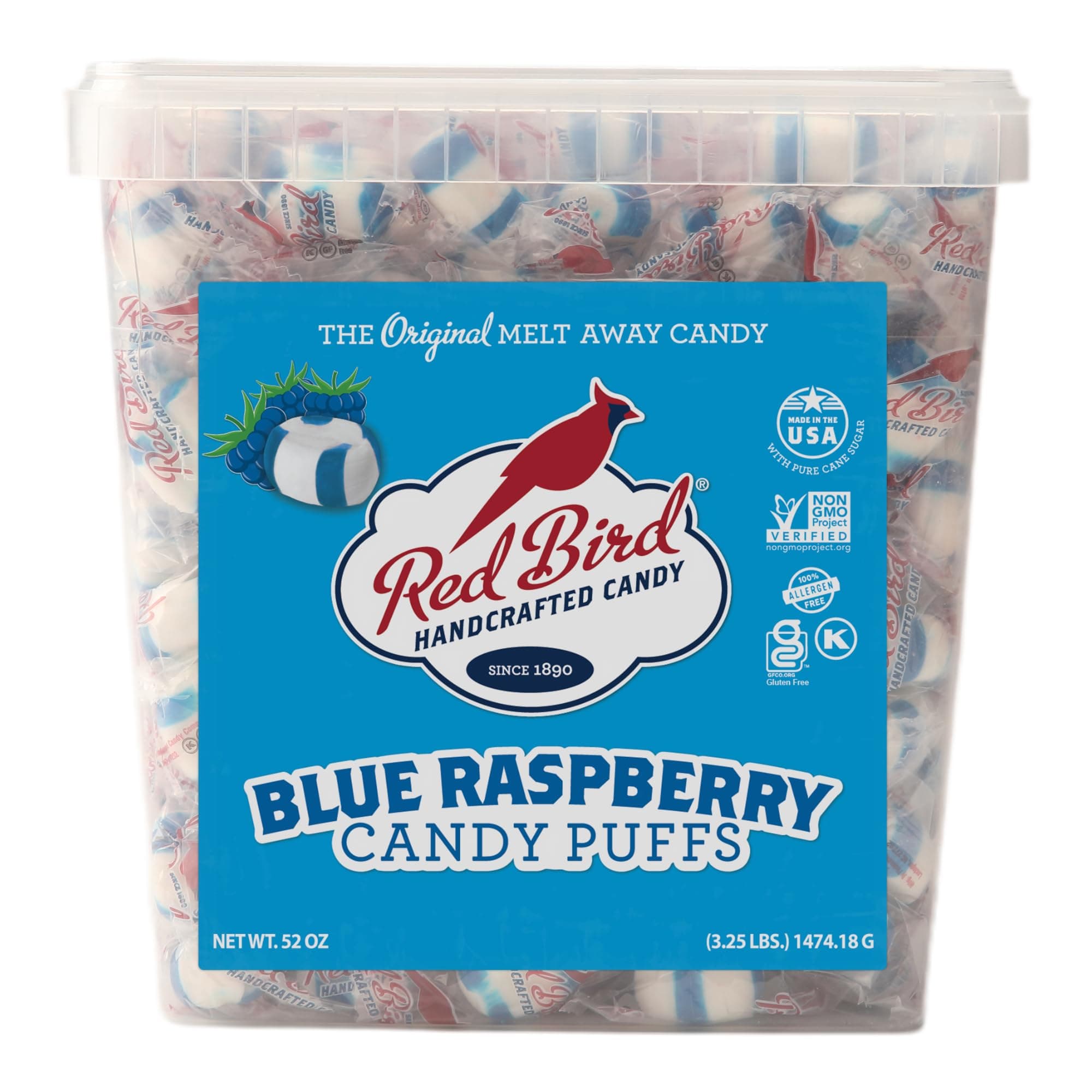 Red Bird Blue Raspberry Candy, Individually Wrapped, Unique Candy, 52 oz Tub