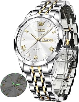 Watch for Men Women Large Face Unisex Diamond Luxury Dress Analog Quartz Stainless Steel Waterproof Luminous Date Business Casual Wrist Watch