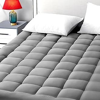 EASELAND Queen Size Mattress Pad Pillow Top Mattress Cover Quilted Fitted Mattress Protector 8-21" Deep Pocket Cooling Mattress Topper (60x80 Inches, Light Grey)