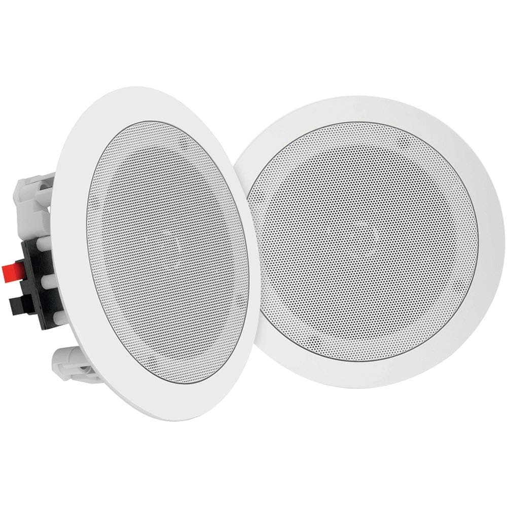 Pair 8" Bluetooth Flush Mount In-wall In-ceiling 2-Way Universal Home Speaker System Spring Loaded Quick Connections Polypropylene Cone Polymer Tweeter Stereo Sound 250 Watts (PDICBT852RD)