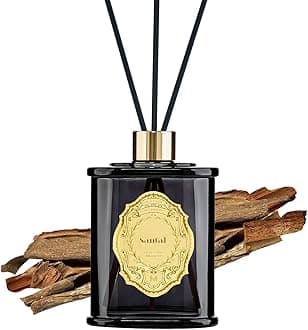 8.4 oz Large Reed Diffuser for Home | Santal(Sandalwood) Scent Oil Diffuser with Sticks | Bedroom Bathroom Living Room Decor
