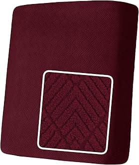 YEMYHOM Stretch Individual Cushion Covers Sofa Chair Seat Cushion Slipcovers Soft Couch Cover Replacement Diamond Pattern Furniture Protector with Elastic Bottom (1 Pc Cushion Cover, Wine Red)
