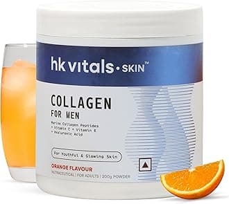 hk vitals Marine Collagen Supplement for Men (Orange, 200g) | Vitamin C, E, Sodium Hyaluronate | For Youthful & Glowing Skin