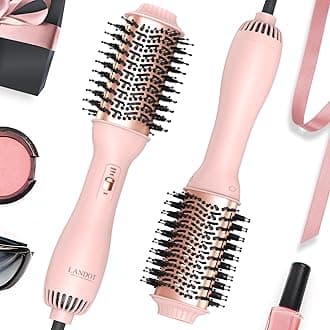 LANDOT One-Step Volumising Hair Dryer Blower Brush: Salon Hair Brushing - Heating Styling Brush For Drying, Smoothing, Volumising Styling - Ion And Ceramic Technologies, 1000 Watts,Pink