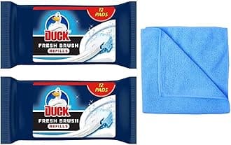 2X Toilet Fresh Brush Refills (2 Packs, 24 Flushable Cleaning Pads)-Biodegradable- Toilet Bowl Cleaner- with Microfibre Cleaning Cloth