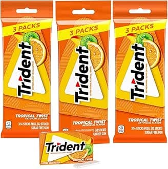 Tropical Twist Sugar Free Gum, 9 Packs of 14 Pieces (42 Total Pieces)