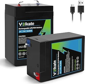 6V 7Ah LiFePO4 Lithium Battery 2 Pack, 6 Volt USB-C Rechargeable Lithium Iron Phosphate Battery, 2000+ Cycles, for Lantern, Emergency Light, Deer Game Feeder, Alarm System (F1 Terminal)
