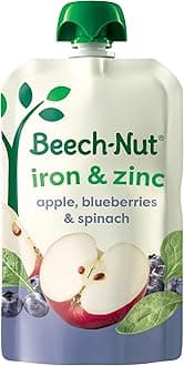 Baby & Toddler Food Pouches with Iron & Zinc, Apple Blueberry & Spinach Puree, 3.5 oz (12 Pack)