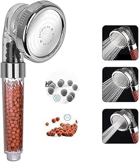 Puri Pro Shower Filter Head Water Filtration System Help Reduces hair loss. Three Functions Rainfall Jet And Massage, Negative Ionic Ion Flow Filter Handheld Shower head (Shower Head 01)