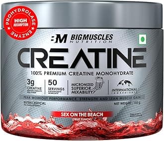 Bigmuscles Nutrition Creatine [150g, 50 Servings]|Sex On The Beach | Micronized Creatine Monohydrate To Support Lean Muscle Repair & Recovery|Increase Strength&Athletic Performance,Powder