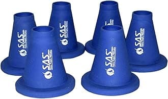 SAS SPORTS Cricket Batting Tee - Durable TPR Material | Cricket Cones for Exercise | Cricket Equipment Tee for Batting, Cricket Practice | Cricket Cones for Practice (Blue, Pack of 6)