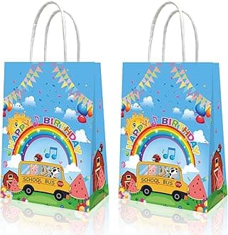 YOOUUQIAN 20PCS Cartoon Melon Birthday Party Supplies,Kid Party Decorations School Busgift bags,candy boxes,Boys and Girls Candy Bags for Birthday Party