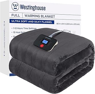 Electric Blanket Full Size, Super Cozy Soft Flannel 80"" x 84"" Heated Blanket with 10 Fast Heating Levels & 1-12 Auto-Off, Machine Washable, ETL&FCC Certification, Charcoal