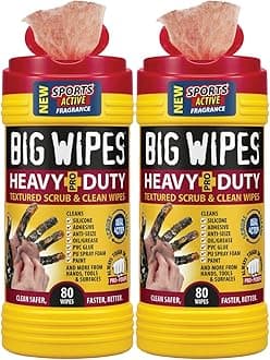 Heavy Duty Industrial Hand Cleaning Wipes, Textured Scrubbing Degreaser Wipes for Mechanics and Tool Cleaner – 80 Count Canister (2 Pack)